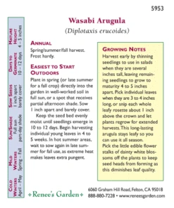 Renee's Garden Arugula Wasabi 7 Renee's Garden Arugula Wasabi -Garden Supplies Sales Store 5953 back