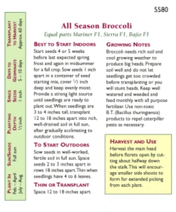 Renee's Garden Broccoli All Season Blend -Garden Supplies Sales Store snv4033 pb